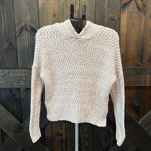 Yet Again Oversized Hooded Sweater Size S Cream Popcorn‎ Knit Chunky Hoodie Cozy